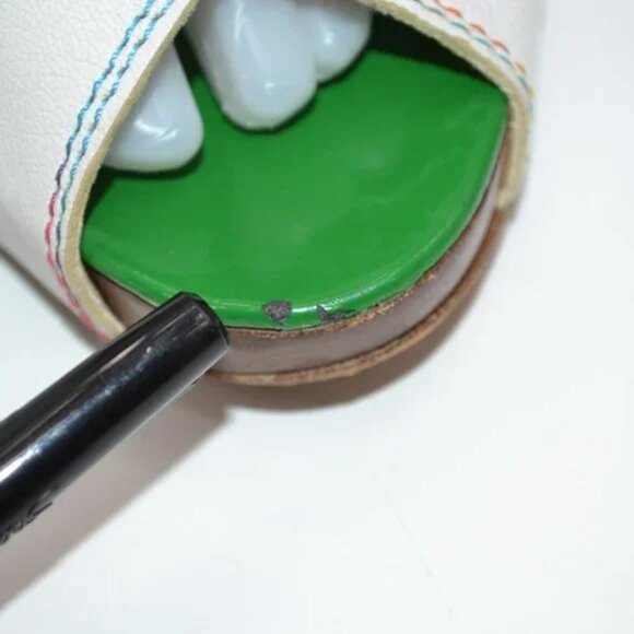 Vintage Miss Sixty White Green Chunky Peep Toe Slingback Leather Heels 39 8.5 9 - Picture 5 of 16